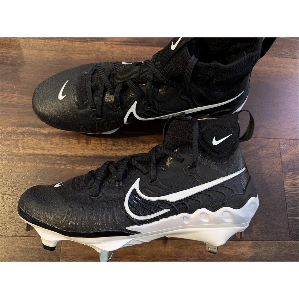 New Nike Alpha Huarache NXT Mens Metal Baseball Cleats Size 7 Black White